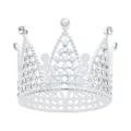 Couronne strass argentée pour gâteau, diadème brillant pour fête d'anniversaire et art floral. - Plein Strass à 7 Pointes - Argent