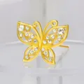 Exquisito detalle de alfiler de ramo mariposa cristal dorado, pedrería brillante. - Pequeña mariposa de diamantes de imitación dorada