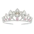 Kinderen legering kroon haarband strass kristal prinses tiara haaraccessoires voor meisjes. - H-009 Zilver & wit