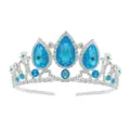 Kinderen legering strass tiara prinses kroon hoofdband voor meisjes feest cadeau details - H-009 Zilver & meerblauw