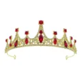 Corona diadema oro con strass rossi e bianchi accessorio capelli principessa per bambini - Oro + Strass Rosso