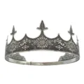 Vintage silver king crown for men, retro court style tiara for performance and party events. - Antique Silver