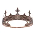 Vintage bronze king crown for men, medieval royal tiara for party stage performance prop. - Antique Red Copper