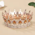 Couronne de mariée baroque strass larme or rose tiara reine concours accessoire cheveux - Or rose + strass pêche