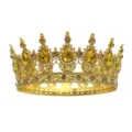 Couronne diademe d or style baroque avec cristaux strass ambre pour mariage soiree - Or + Zircon Jaune