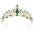 Elegantes goldenes Braut-Diadem mit grünen Edelsteinen und Strass für Hochzeits-Kopfschmuck - Gold mit grünem Strass