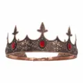 Vintage copper crown detail with red gems, perfect for medieval costume and party decor. - Antique Red Copper with Red Rhinestone