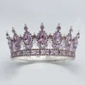 Couronne de mariée baroque diadème avec strass en forme de goutte violet accessoire. - Argent avec strass violets