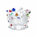 Vue détaillée du diadème couronne en cristal coloré pour enfants, accessoire de fête. - Argent + Strass Colorés