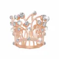 Mini Corona Tiara de Oro Rosa con Cristal Estrás Accesorio para Pelo y Pastel Decoración - Oro Rosa + Estrás Blanco