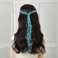 Accessorio per capelli da sposa perle blu intrecciato multistrato matrimonio. - Blu lago