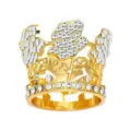 Gold alloy rhinestone rose crown cake topper sparkling crystal floral tiara decoration - Gold + White Rhinestone