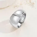 Bracciale rigido aperto largo argentato, bracciale statement metallico ondulato irregolare - Stile H / Argento