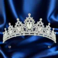Barocke silberne Strass Braut Tiara Kristall Krone Hochzeit Haarschmuck für Damen neu. - Silber + Weißer Zirkon