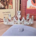 Stunning silver bridal tiara crown with sparkling crystals and elegant pearls for wedding. - Silver White Rhinestone