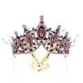 Couronne de mariée vintage en cristal avec grands strass mauve pour fête de mariage. - Bronze Fait À La Main Strass Violet