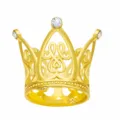 Vue détaillée de couronne en alliage doré montrant hauteur 3,2 cm et largeur 3,1 cm avec strass. - Style Doigt de Cœur - Or