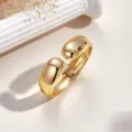Goldener, klobiger Legierungsarmreif mit offener Scharnier, glattes Wellendesign, Modeschmuck. - Stil A / Gold