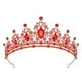 Rote Strass Brautkrone Variante, Barock Legierung Tiara fuer Hochzeit Haarschmuck. - Silber + Vollroter Strass