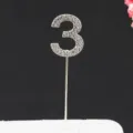 Strass getal 3 taart topper sprankelende kristallen taartdecoratie voor verjaardagsfeestje - Nummer 3
