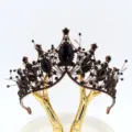 Vintage noir cristal couronne mariée tiara gothique mariage cheveux accessoires pour femmes cadeau - Bronze Fait À La Main Strass Noir