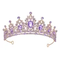 Braut Krone Diadem Barock Strass Haarreif Elegante Hochzeit Haar Accessoires Variante - Gold mit violetten Strasssteinen