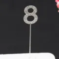 Strass Nummer 8 Taarttopper Zilver Sparkle Verjaardag Feest Dessert Decoratie Item - Nummer 8