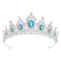 Elegante silberne Kristall Tiara Braut Krone glitzernde Strass Haaraccessoire für Hochzeit - Silber mit traumhaft grünen Strasssteinen