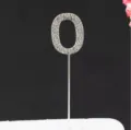Zilver Strass Nummer 0 Taart Topper Kristal Verjaardag Feest Decoratie Inzetstuk - Nummer 0