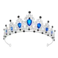Elegante silberne braut kristall tiara krone mit blauen und schwarzen strasssteinen. - Silber mit traumhaft blauen Strasssteinen