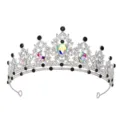 Barocker Braut Strass Tiara Silber Kristall Krone Hochzeit Haarschmuck fuer Damen - Silber mit schwarzen und AB Strasssteinen