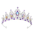 Silberne Braut Tiara Krone mit lila und AB Strasssteinen fuer Hochzeits Haaraccessoires - Silber mit traumhaft violetten Strasssteinen