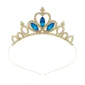 Bambini corona da principessa dorata cerchietto strass brillanti cristalli blu diadema Elsa - Oro con blu lago