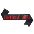 Black glitter birthday sash with red text, perfect for party celebrations and birthday queen. - Black + Red Letter GIRL Sash