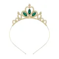Kinder goldene Prinzessin Krone Haarreif mit grünen Steinen und Strass für Geburtstage. - Gold mit grünen Strasssteinen