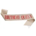 Gold glitter birthday queen sash red foil lettering party decoration sash accessory ribbon - Gold + Red Letter QUEEN Sash