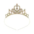 Goldene Strass Prinzessin Tiara Haarreif, glitzernde Kristall Krone Haarschmuck für Mädchen. - Gold + Weißer Zirkonia