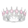 Détail exquis de couronne de mariée baroque, strass scintillants avec cristaux roses. - Argent avec strass roses