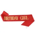 Red glitter birthday girl sash for women party celebration, elegant sparkling party accessory. - Red + Gold Letter GIRL Sash