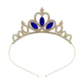 Mädchen blaue Strass Kristall Tiara Krone Prinzessin Haarreif Geburtstag Haaraccessoire - Gold mit Königsblau