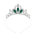 Silberne Metall Tiara Krone mit grünen Kristall Strasssteinen für Mädchen Haarschmuck. - Silber mit grünen Strasssteinen