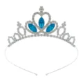 Mädchen Kristall Prinzessin Diadem Haarreif blaue Strasssteine Geburtstag Haarschmuck - Silber + Seeblau-Strassstein