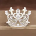 Mini couronne de perles en alliage argenté pour décoration de gâteau d'anniversaire et fleurs. - Mini Couronne de Perles - Argent