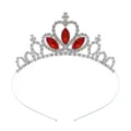 Kristall Prinzessin Krone Haarreif mit roten Steinen, süßes Haaraccessoire für Mädchen. - Silber mit roten Strasssteinen