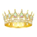 Couronne de mariée baroque dorée diadème strass goutte d'eau femme mariage fête concours - Or avec strass AB