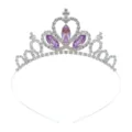 Kinder silberne Prinzessin Tiara Haarreif mit lila Kristallen für Mädchen Geburtstag Party. - Silber mit lila Strasssteinen