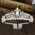 Nahaufnahme Detail der silbernen Strass Krone Tiara mit Haarkämmen auf Vintage Holz Hintergrund. - Silberne Krone (Silber + AB)