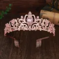 Roségold Strass Tiara Krone Haarreif für Geburtstag Party Prinzessin Kostüm Fotografie - Roségold Krone (Roségold + Rosa Strasssteine)