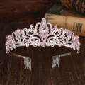 Silberne Strass Tiara mit rosa Kristall Prinzessin Krone Haarreif für Geburtstag Party Zubehör - Silberne Krone (Silber + Rosa Strasssteine)