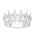 Baroque silver alloy rhinestone teardrop crystal crown tiara for wedding party hair accessories - Silver + AB Rhinestone